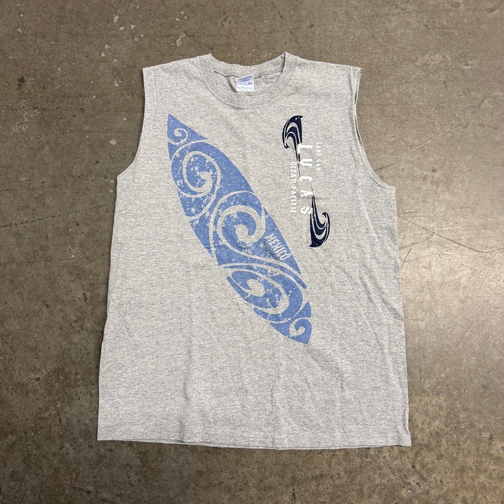 Yazbek Cabo San Lucas Ocean Pacific Muscle Tee Gray Heather Mens Large